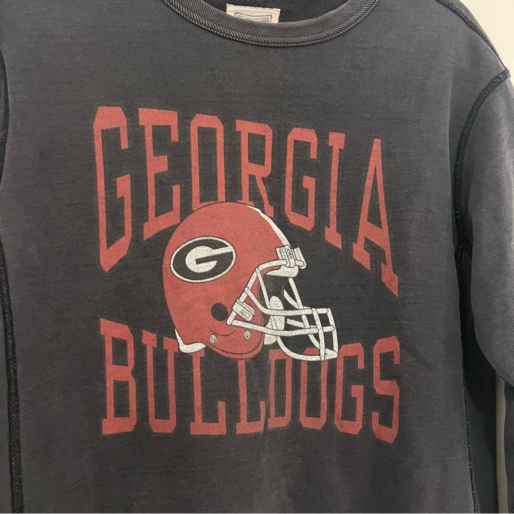 Distressed Oversized UGA Georgia Football Sweatshirt - Picture 2 of 6
